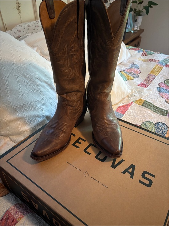 Tecovas Shoes - Tecovas The Annie Cafe Goat Leather Western Cowgirl Boots